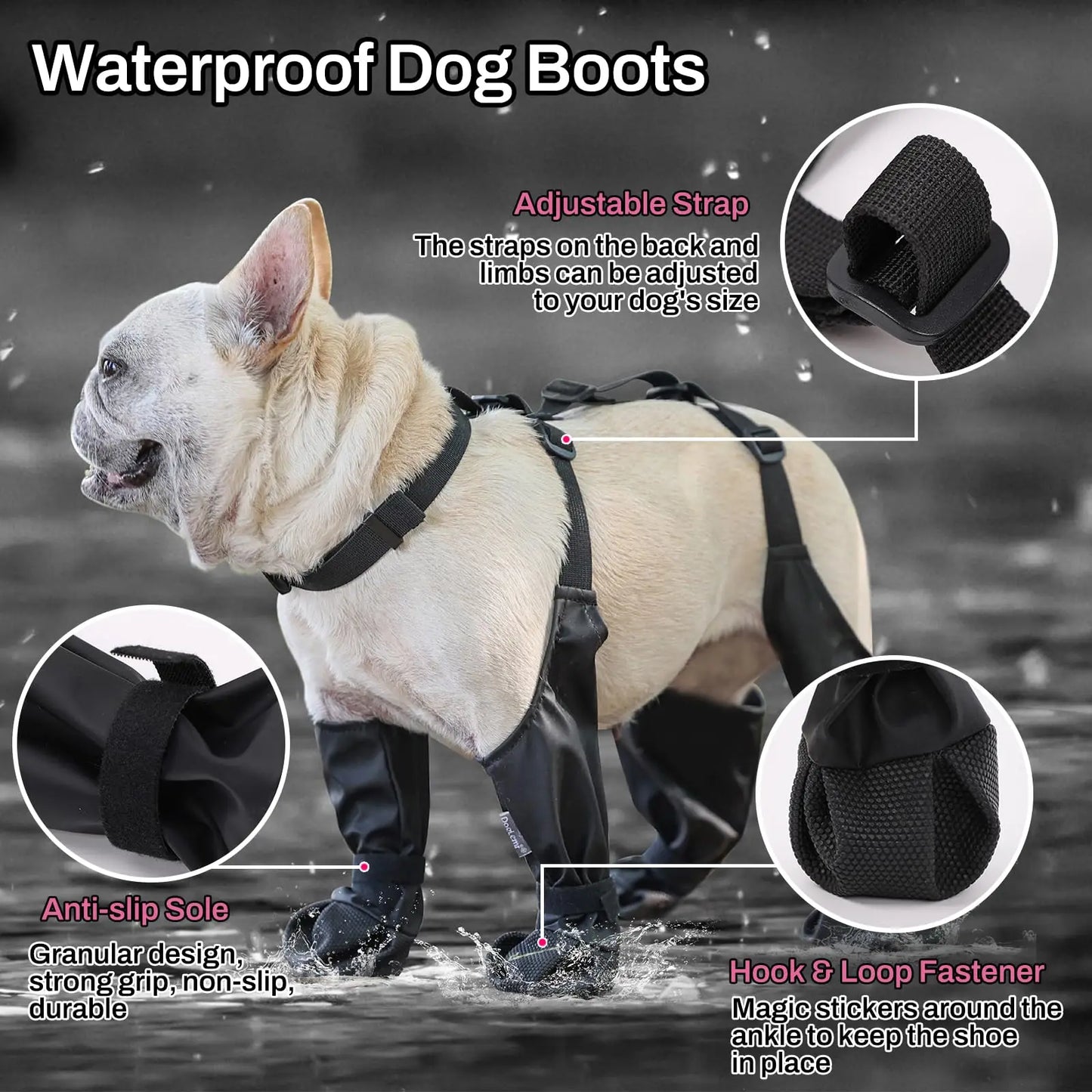 2025 Best Anti-Slip Dog Shoes Pet Paw Protector Dog Rain Booties, Dirty-proof & Anti-fall Dog Outdoor Dog Suspender Sock Shoes