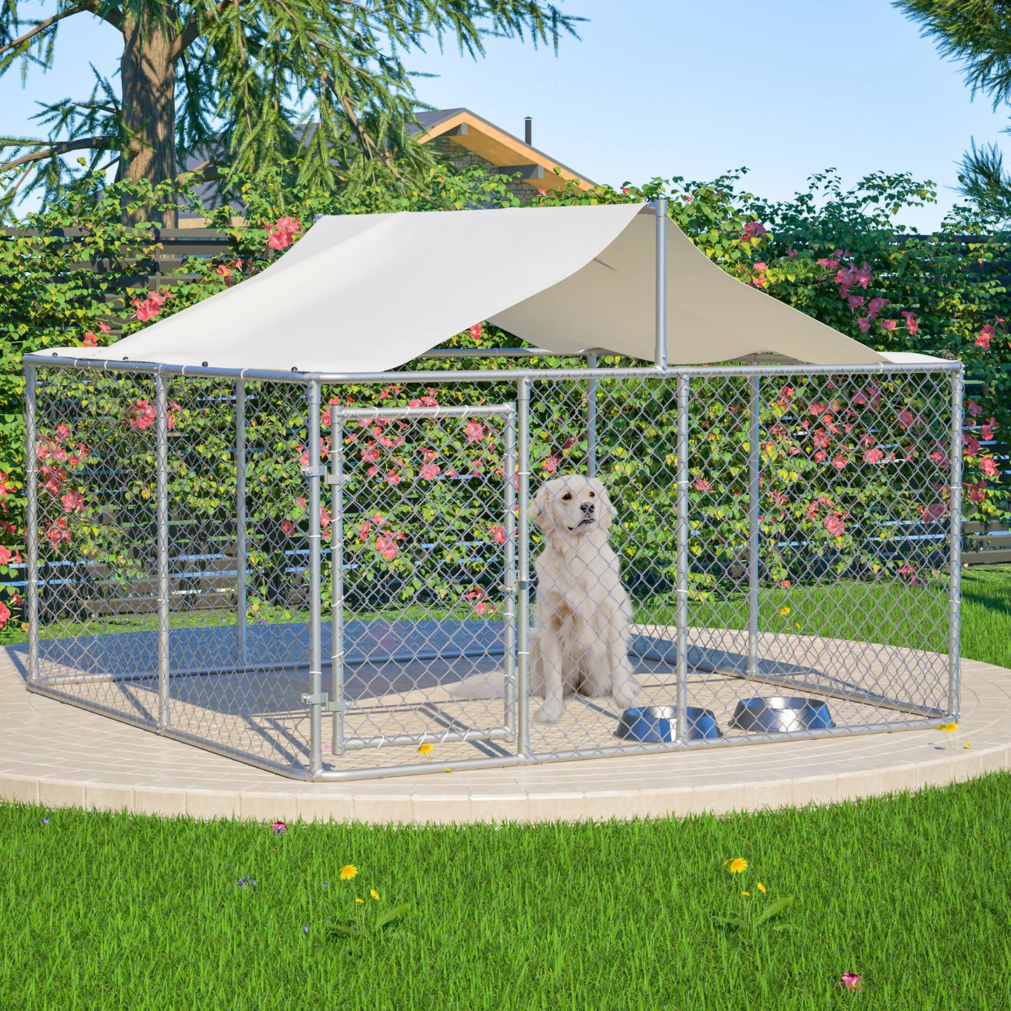 7.5x7.5 ft Outdoor Dog Kennel Large Heavy Duty Shade Dog Pen Playpen Pet Dog Run Enclosure