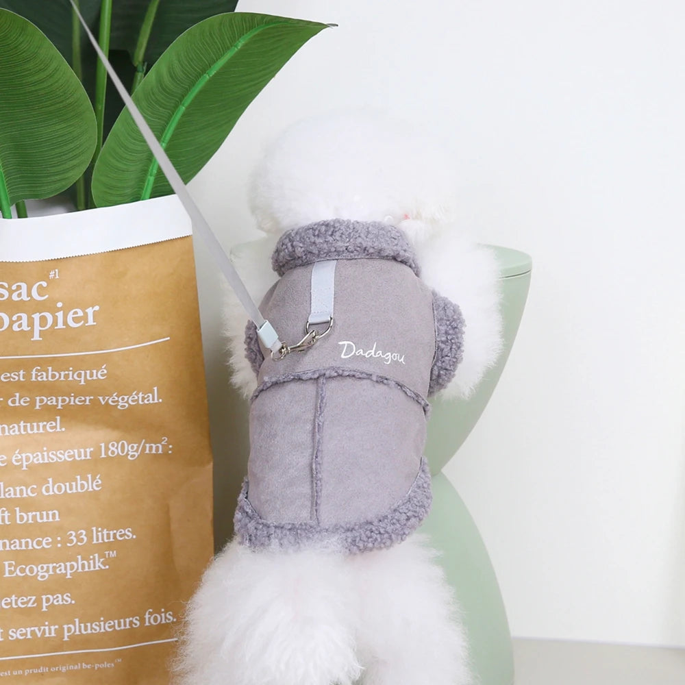 British Style Dog Jacket Lamb Fleece Winter Dog Clothes for Small Dogs Puppy Costume Chihuahua Warm Coat Pet Pug Yorkie Outfits