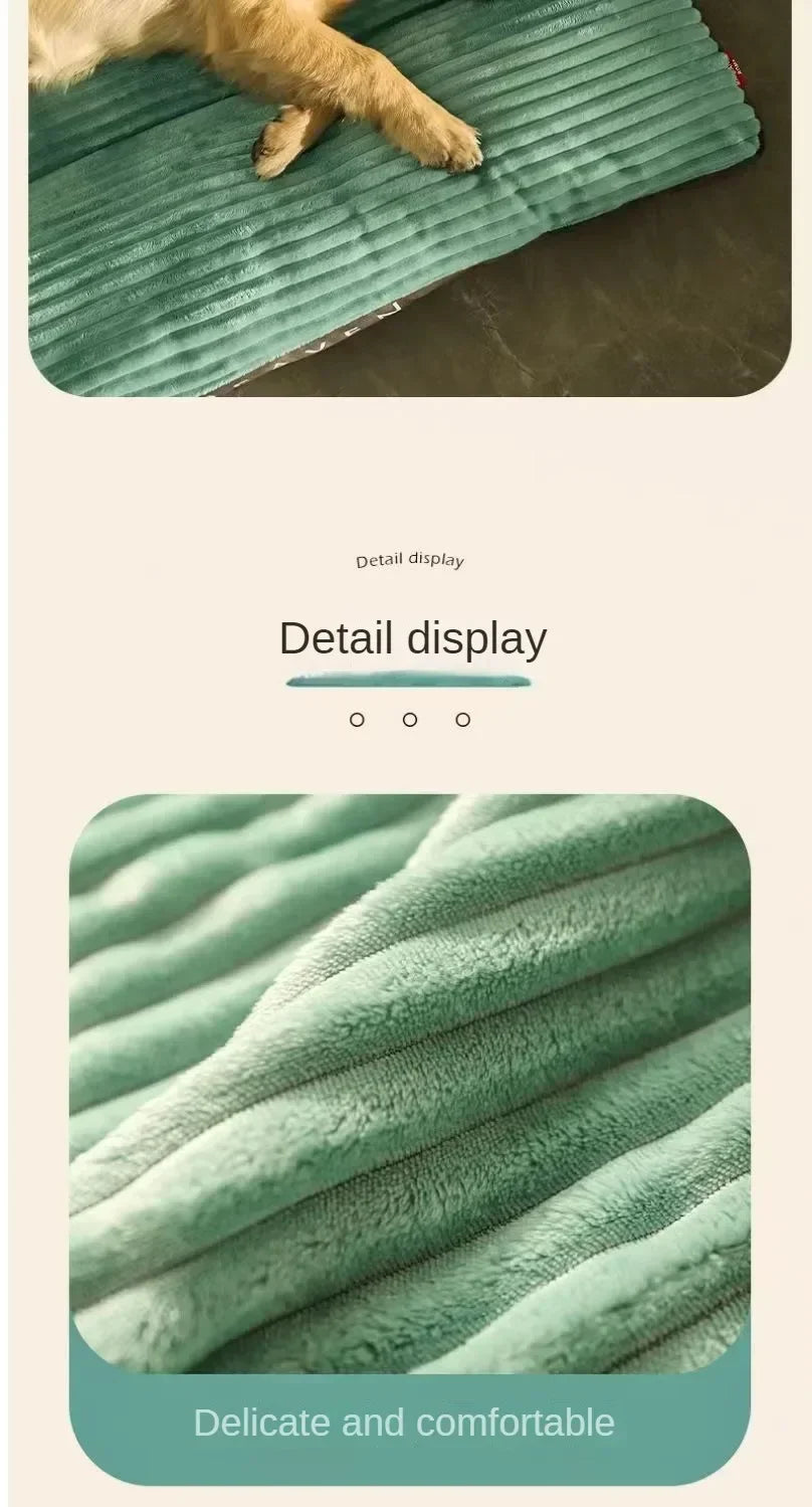 Dog bed corduroy dog sofa plush bed detachable easy clean warm floor mat for sleeping breathable washable pet sleep dog supplies