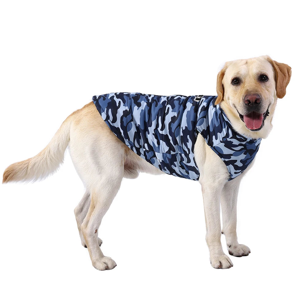 Winter Dog Clothes Coat Waterproof Puppy Cat Jacket For Large Dogs Camouflage Print Warm Windproof Pet Labrodor Apparel Costume