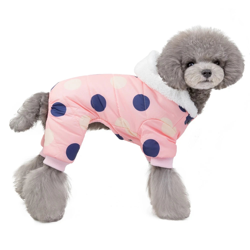 Winter Pet Hoodies Coat Cotton Clothes Dot Sweatshirt Super Warm Jumpsuit For Puppy Small Dogs Chihuahua Doggie Jacket Jumpsuit
