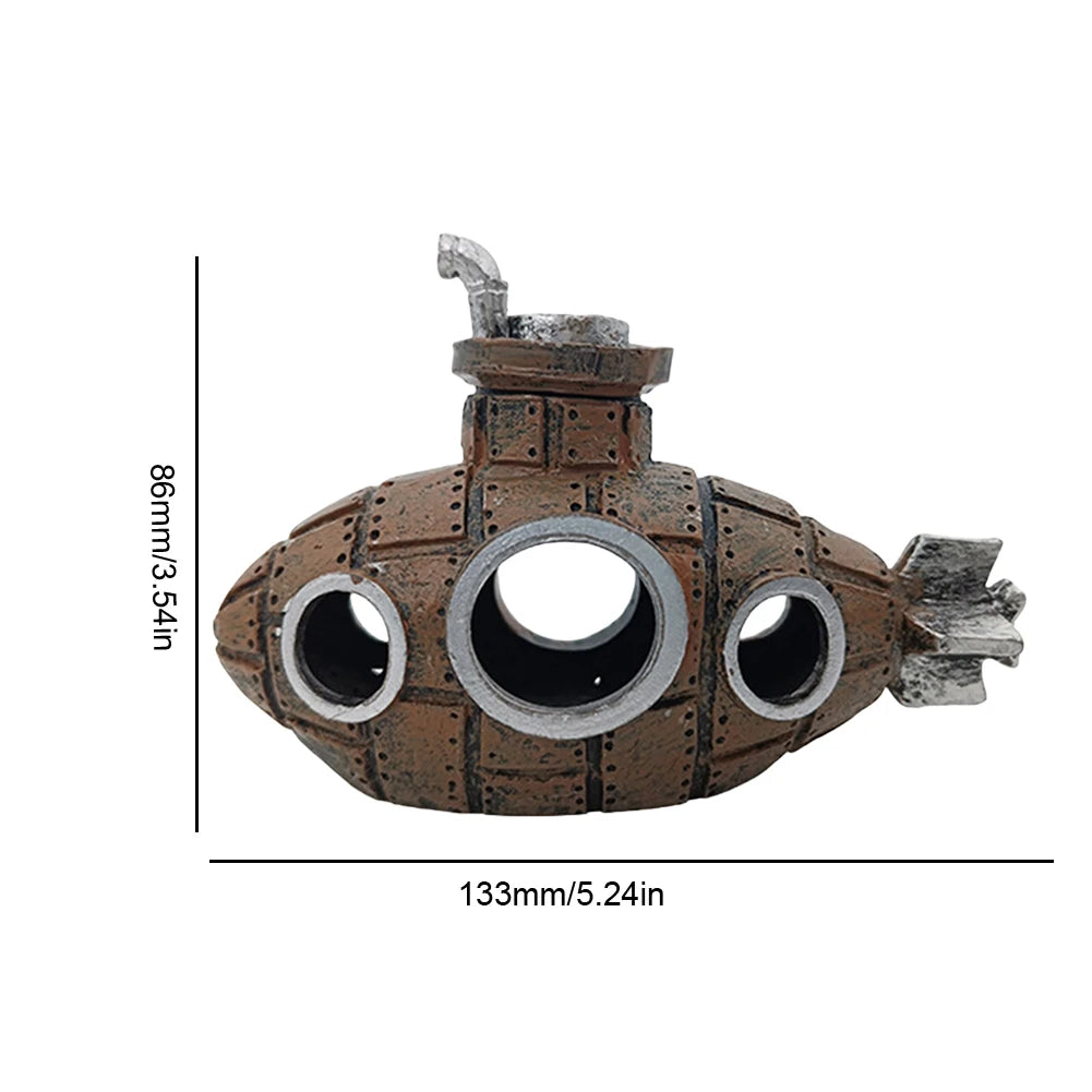 Aquarium Submarine Ornament Fish Shrimp Shelter Cave Creative Fish Hiding Submarine Ornaments for Themed Aquarium Landscaping