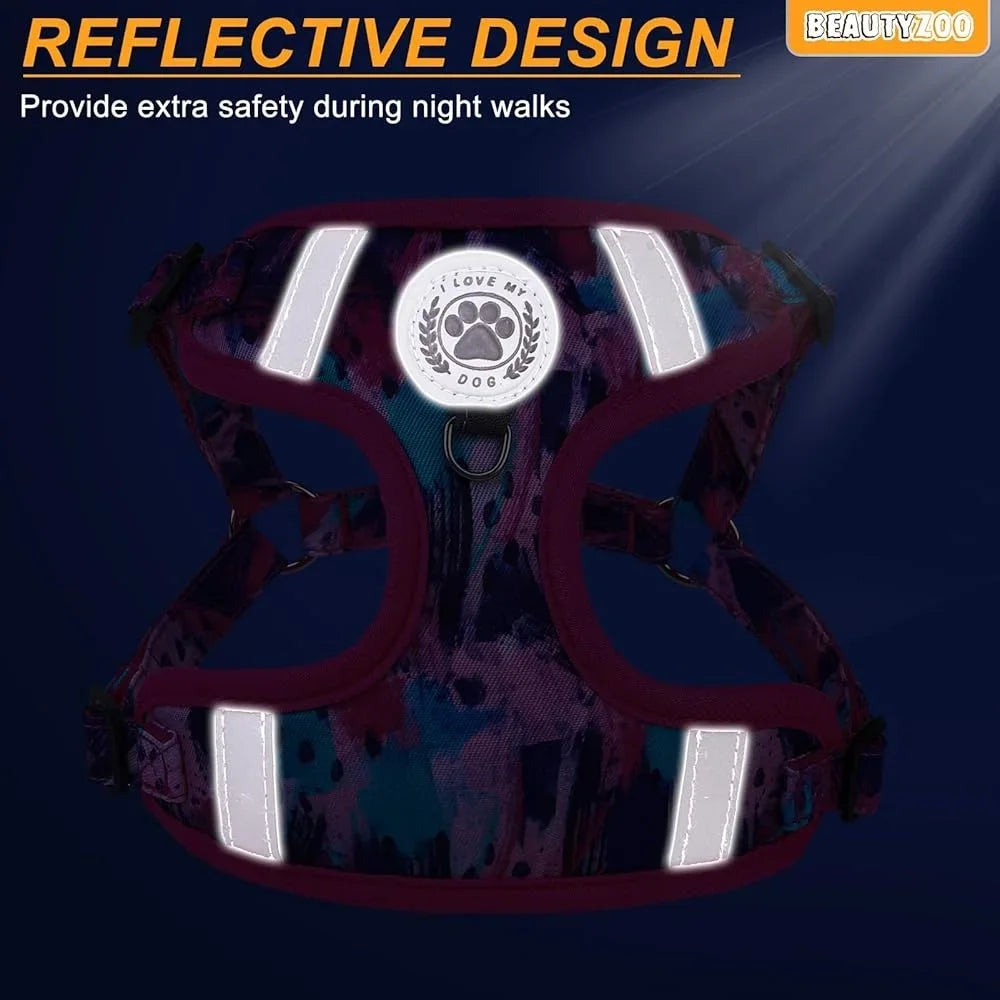 Adjustable No Pull Dog Harness Collar Leash Set Step In Reflective Lightweight Soft Vest Medium Dogs