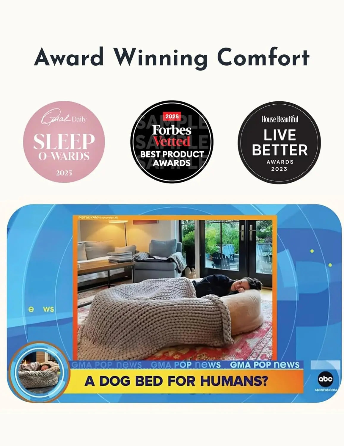 Human Dog Bed for Adults & Kids - Memory Foam Bean Bag, Machine Washable, Comfy Floor Nap Bed