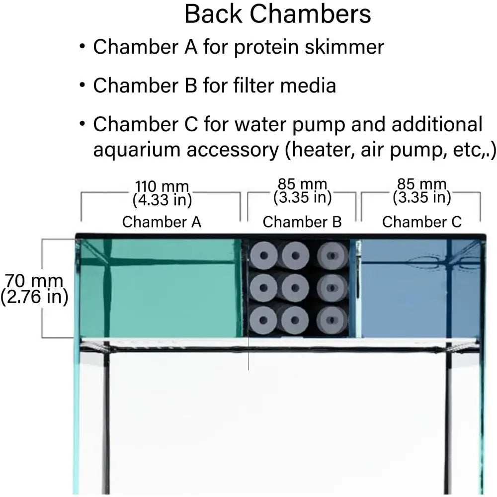 Curved Corner Saltwater Aquarium Rimless Low Iron Aquarium Marine Fish Tank Reef Tank with Lid, Protein Skimmer, LED Light, Filt