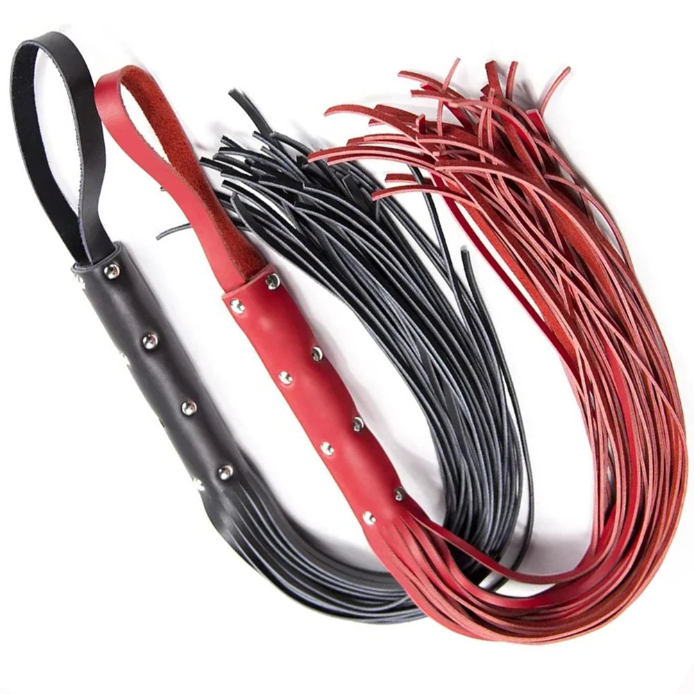 62.5CM Halloween Cosplay Cowhide Horse Whip with Leather Handle Riding Crop Whips