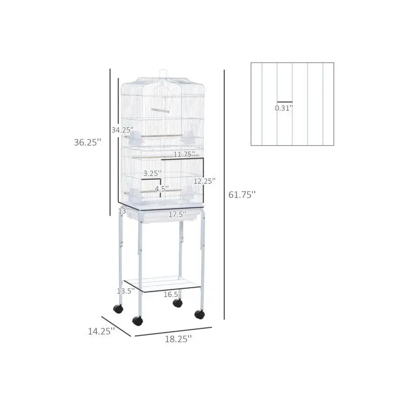 Bird Cage Starter Kit with Removable Rolling Stand for Easy Mobility and Convenience
