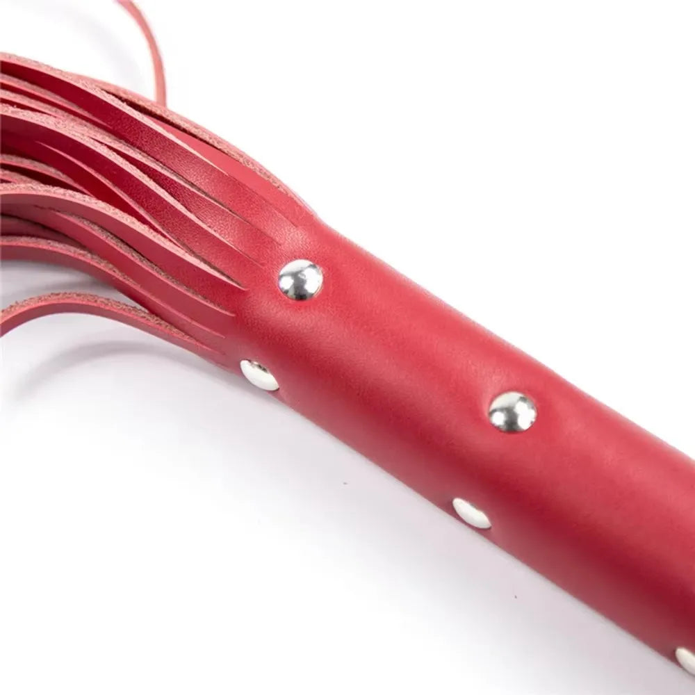 62.5CM Halloween Cosplay Cowhide Horse Whip with Leather Handle Riding Crop Whips