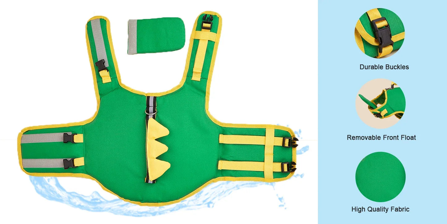 Dog Life Jacket Reflective Adjustable Dog Flotation Swim Vest Enhanced Buoyancy Summer Dog Sailboats Surfing Safety Vest