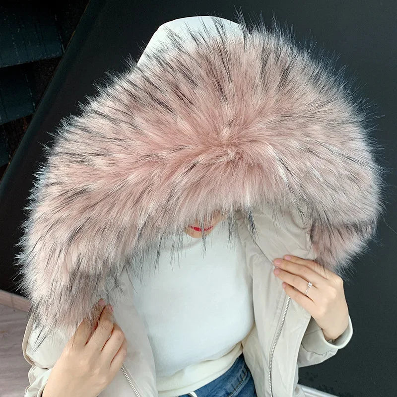 Women Blinger Faux Raccoon Fur Detachable Collar For Winter Coat And Hoody Decorative Fake Collar Fur Customerized False Collar