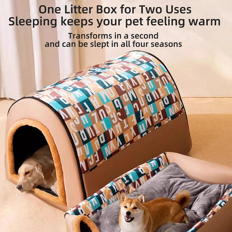 2025 New Dog Kennel Winter Warm Large Dog Oversized Dog House House Closed Winter Removable Golden Pet Four Seasons Use