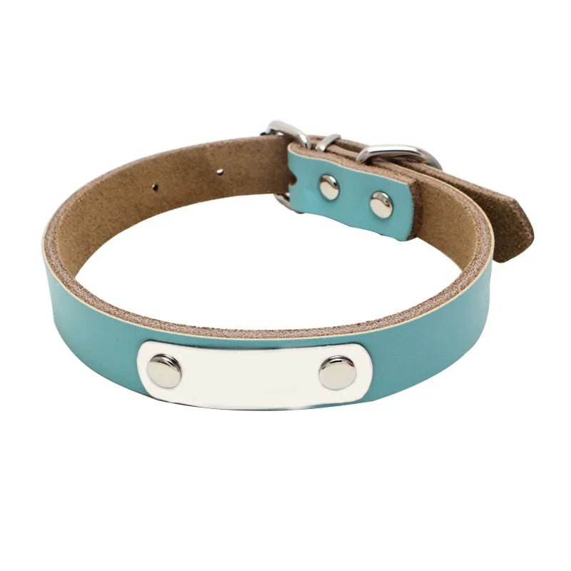 Wholesale leather engravable tag thick  dog collars Rabbit leash Dog leash Lizard accessories Bunny accessories Bunny supplies