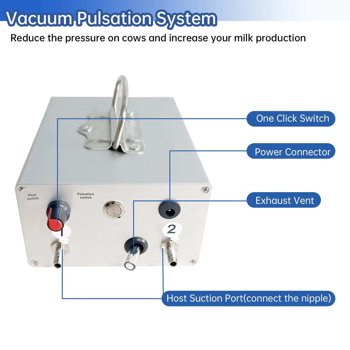 Goat Milker Machine, 14L Adjustable Suction Electric Milker, Cow Milk Machine with Tubes, 2 Teat Cups, Bucket for Homes, Farms