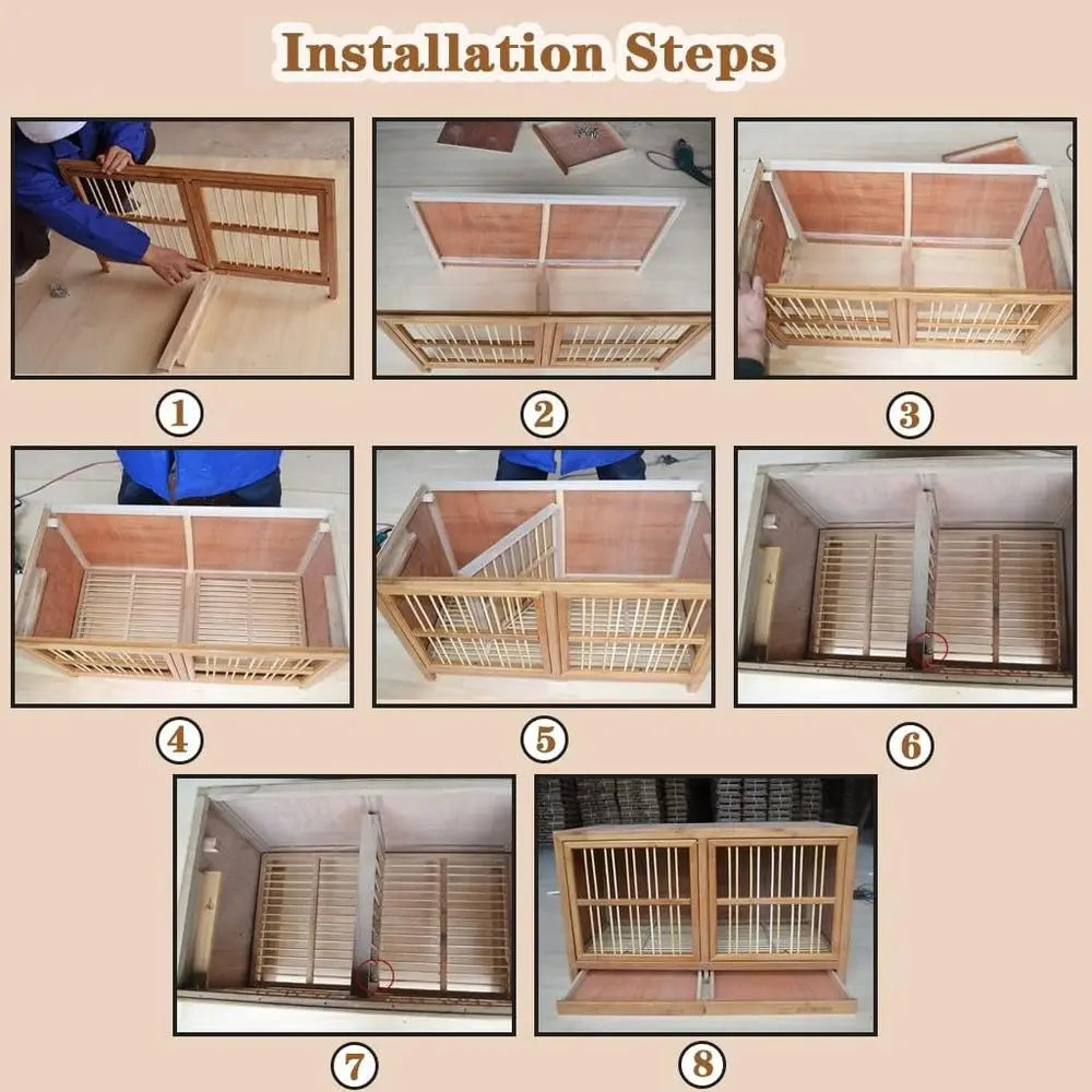 Sturdy Bamboo Pigeon Nest Box, 24 Multi-Purpose Outdoor/Indoor Cage with Easy Clean Tray, Brown