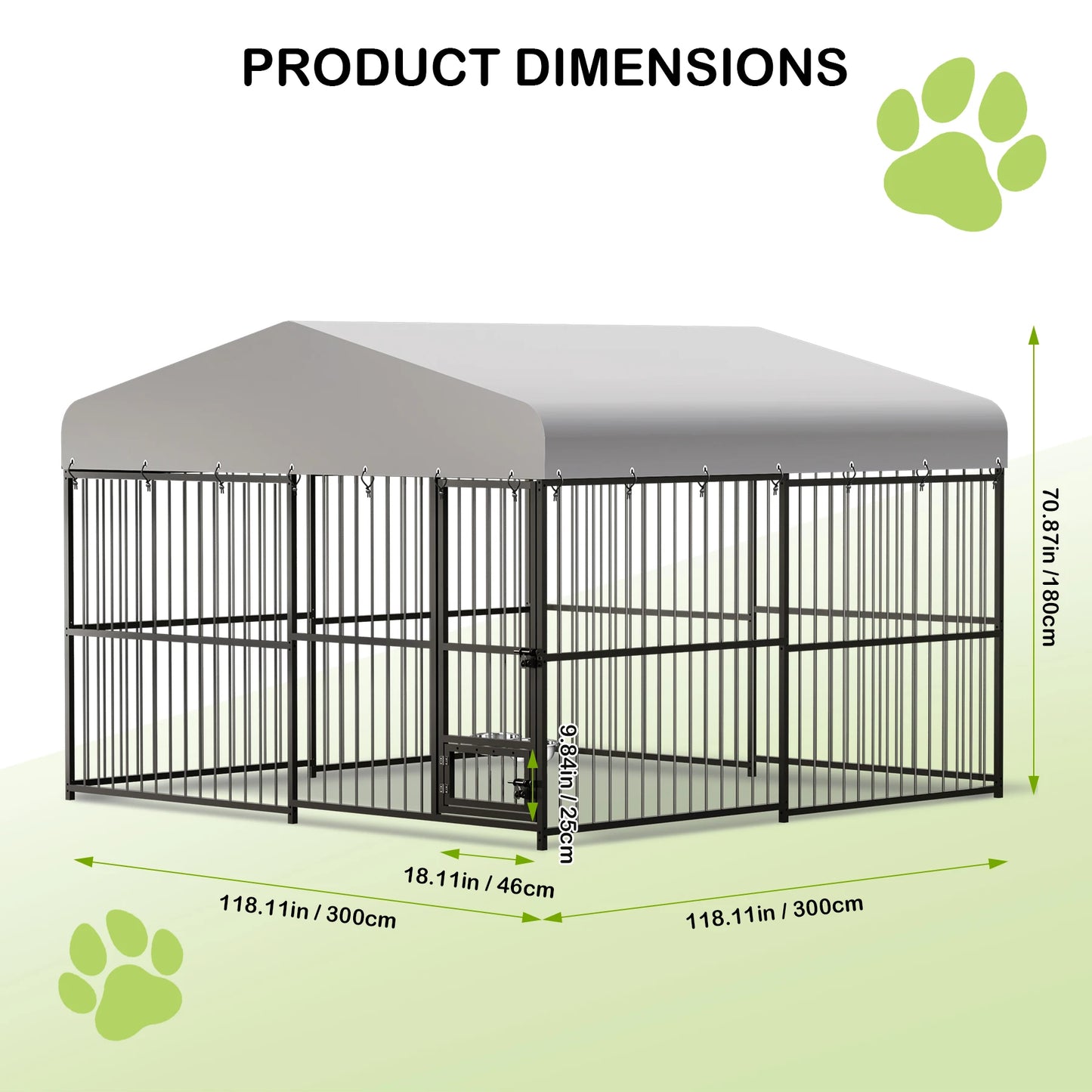 10X10X6FT Large Outdoor Dog Kennel, Heavy Duty Dog Cage with Roof, Dog House with Safety Locks,UV & Water Resistant Proof Cover