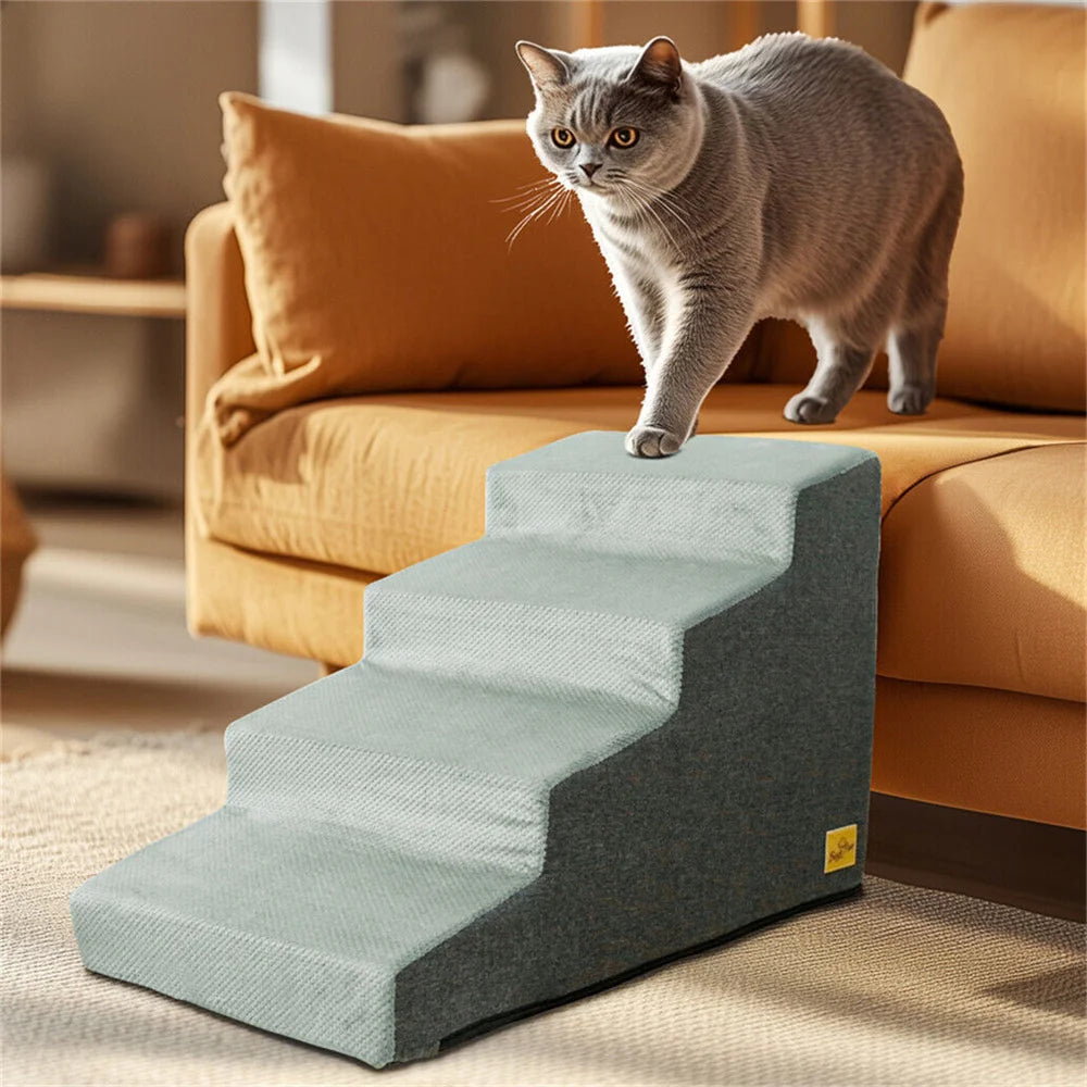 Pet 3/4 Step Stair Dog Cat Ramp Ladder High-Density Foam Sponge Dogs Sofa Removable and Washable Training Pet Ramp Stairs