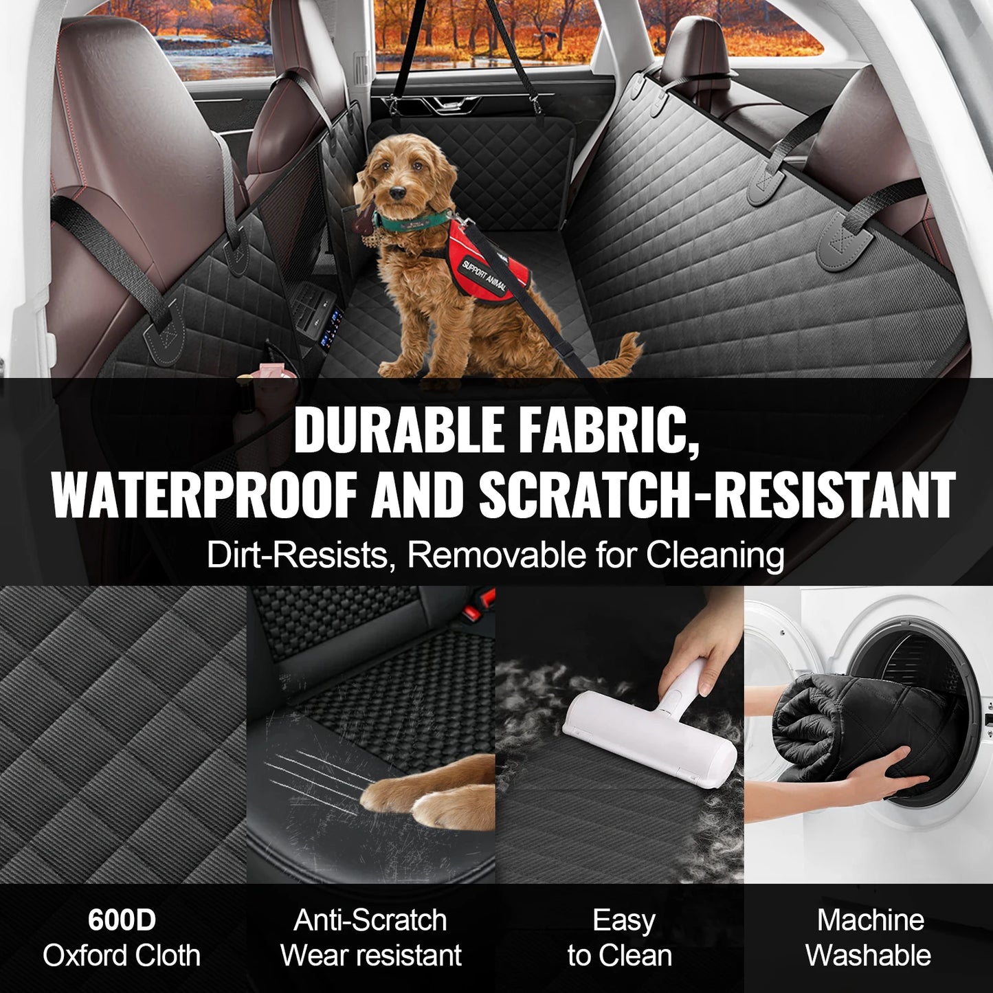 SucceBuy Back Seat Extender for Dogs Hammock for Car Back seat Car Seat Cover with Hard Bottom Dog Car Seat Bed Supports 350lb