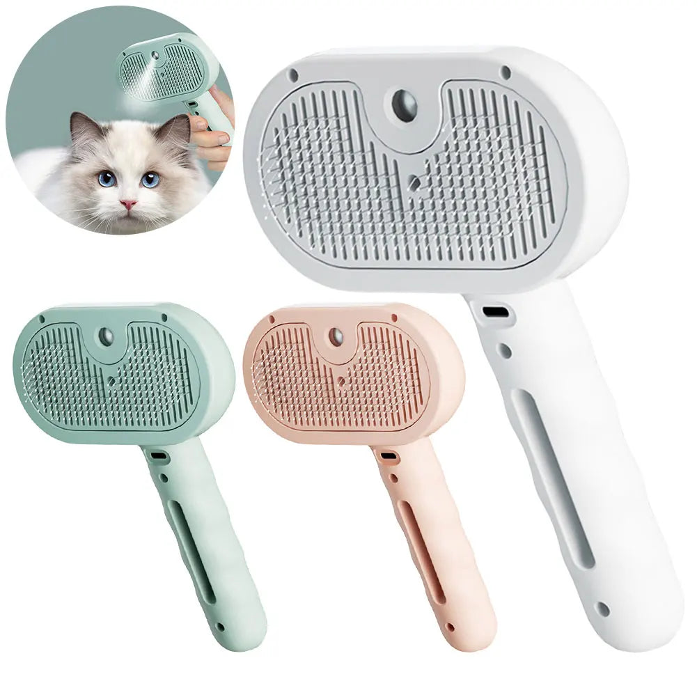 3 in 1 Cat Steam Brush Cat Grooming Brush with Release Button Cat Brush Pet Hair Cleaning Brush Comb for Cats Dogs Small Animals
