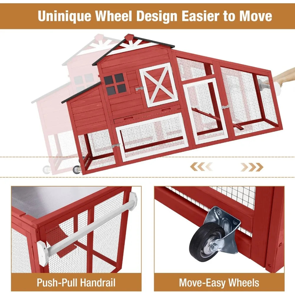 Large Chicken Coop for Outdoor with Nest Box and Removable Tray, Hen House Waterproof for 2-6 Chickens, Outdoor Poultry Cage