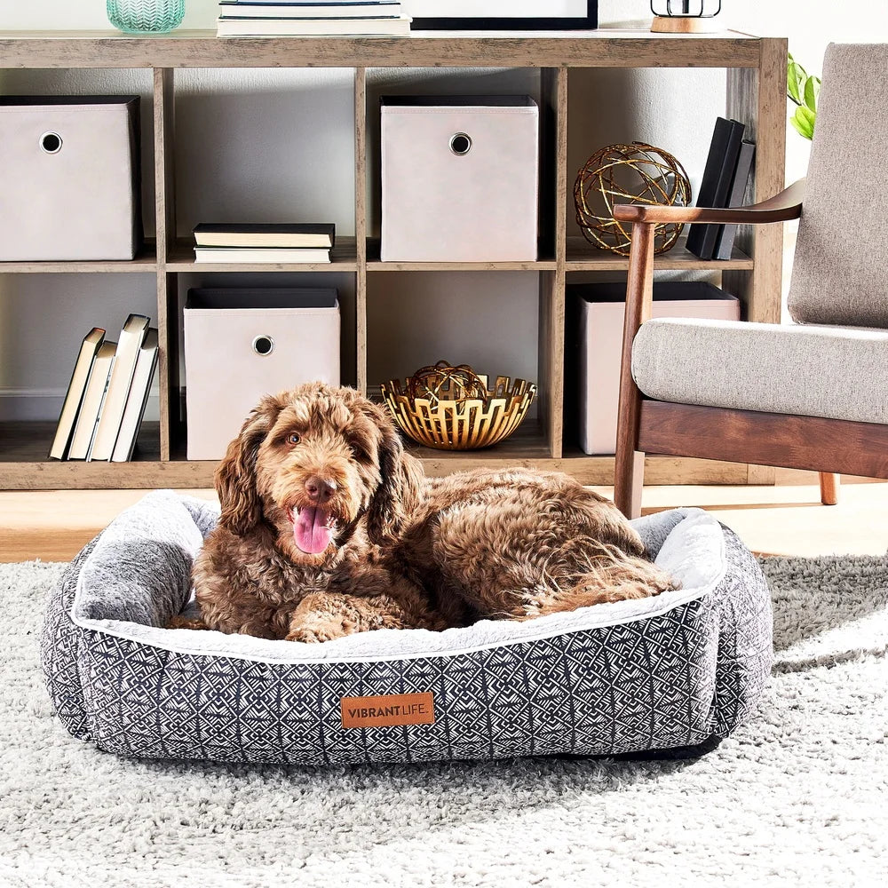 Large Dog Bed 36x27 Bolstered Eco Friendly Plush Comfort