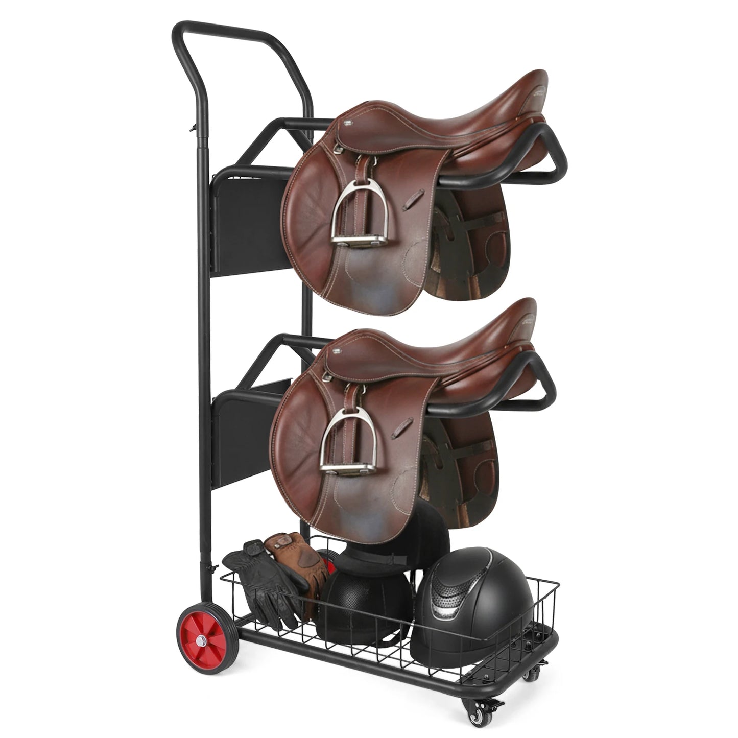 Rolling Horse Saddle Rack Cart with Wheel Saddle Pad Rack Stand for Storage Moving Organize Transport Supplies