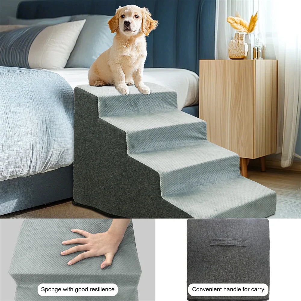 Pet 3/4 Step Stair Dog Cat Ramp Ladder High-Density Foam Sponge Dogs Sofa Removable and Washable Training Pet Ramp Stairs