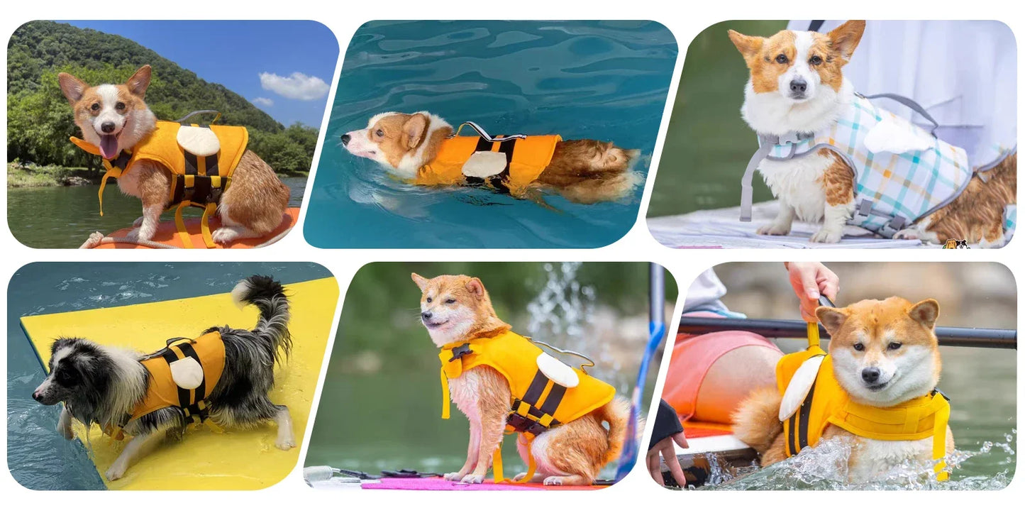 Dog Life Jacket Reflective Adjustable Dog Flotation Swim Vest Enhanced Buoyancy Summer Dog Sailboats Surfing Safety Vest