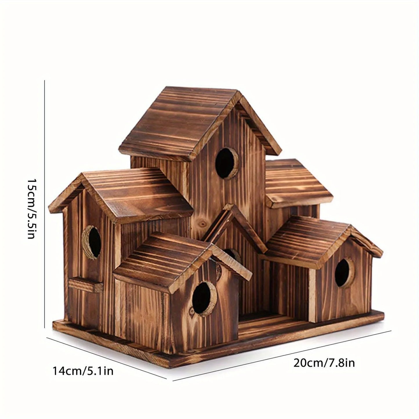 Outdoor bird house, handmade 6-hole, hanging bird house, used for gardening decoration and bird habitat