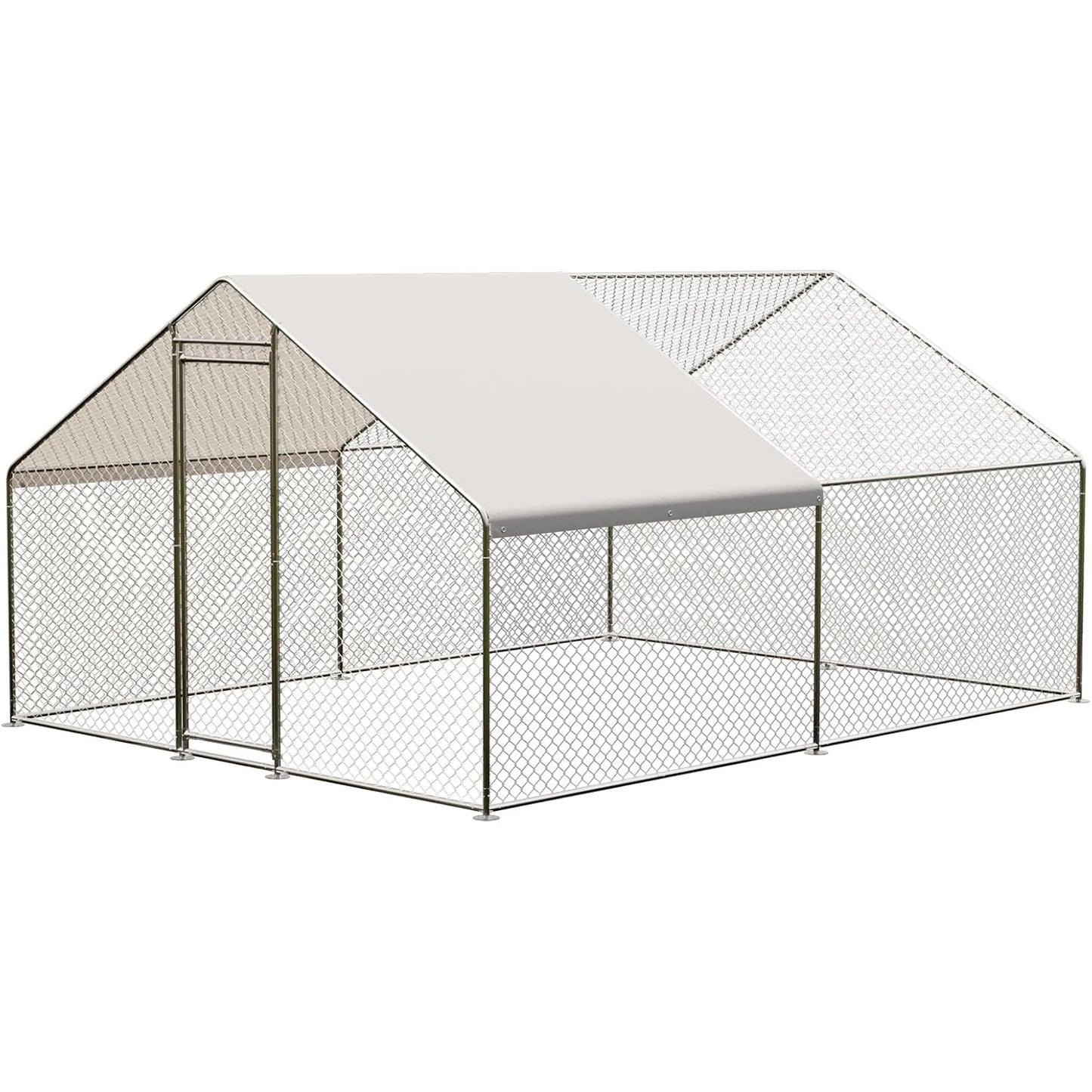Large Metal Chicken Coop, Walk-in Poultry Cage, Chicken House with Waterproof and Anti-Ultraviolet Cover for Outdoor Yard Farm