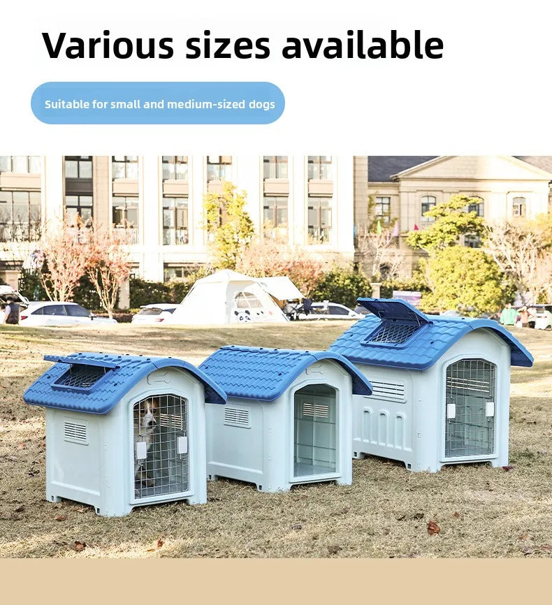 Large Waterproof Outdoor Dog House - Detachable & Washable Dog Cage for Medium/Large Breeds, All-Weather Shelter