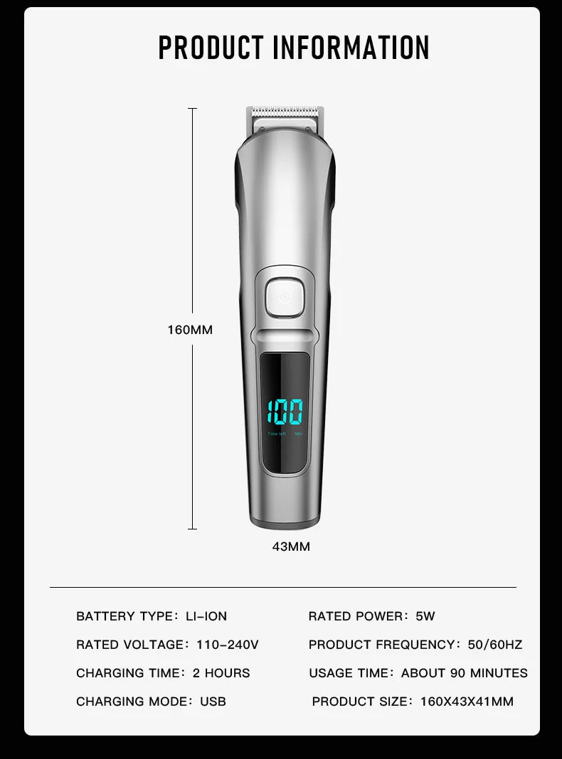 Ufree Beard Trimmer for Men, Waterproof Electric Razor for Nose, Body, Face & Mustache, Cordless Hair Clippers Shavers Grooming