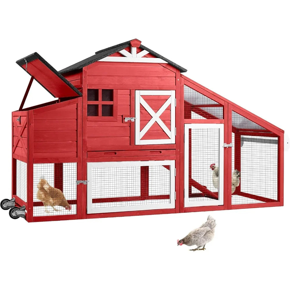 Large Chicken Coop for Outdoor with Nest Box and Removable Tray, Hen House Waterproof for 2-6 Chickens, Outdoor Poultry Cage