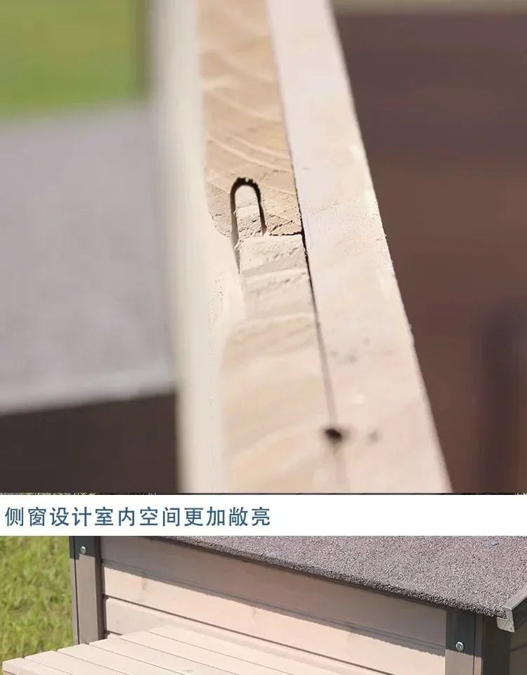 Outdoor Solid Wood Sunscreen Rain Protection Dog House Kennel Dog Cage Dog House Dog, Courtyard Villa Universal