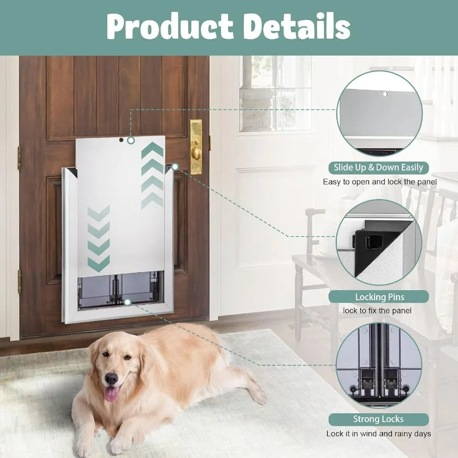 Premium Dog Door with Double Panels for IndoorOutdoor Use Automatic Closing Magnetic Flaps for Energy Efficiency Slidein Panel