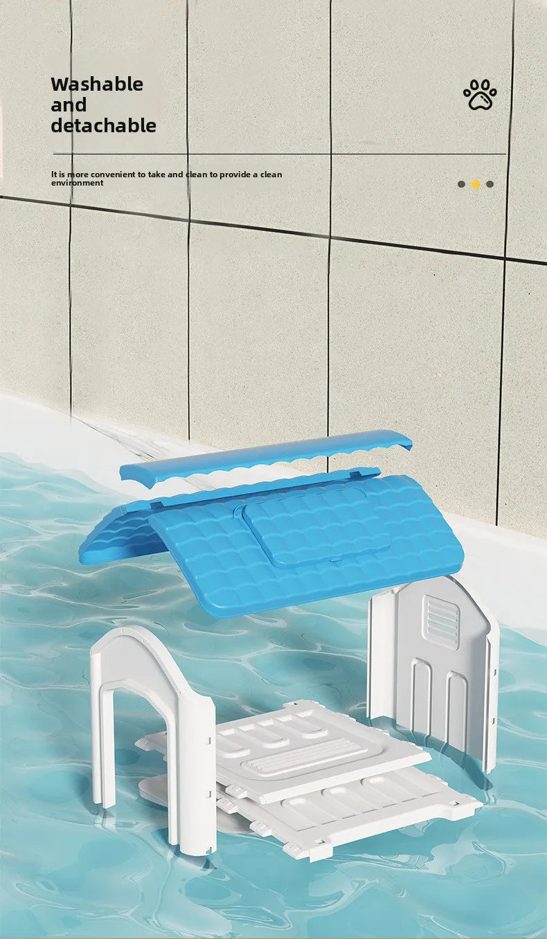 Large Waterproof Outdoor Dog House - Detachable & Washable Dog Cage for Medium/Large Breeds, All-Weather Shelter