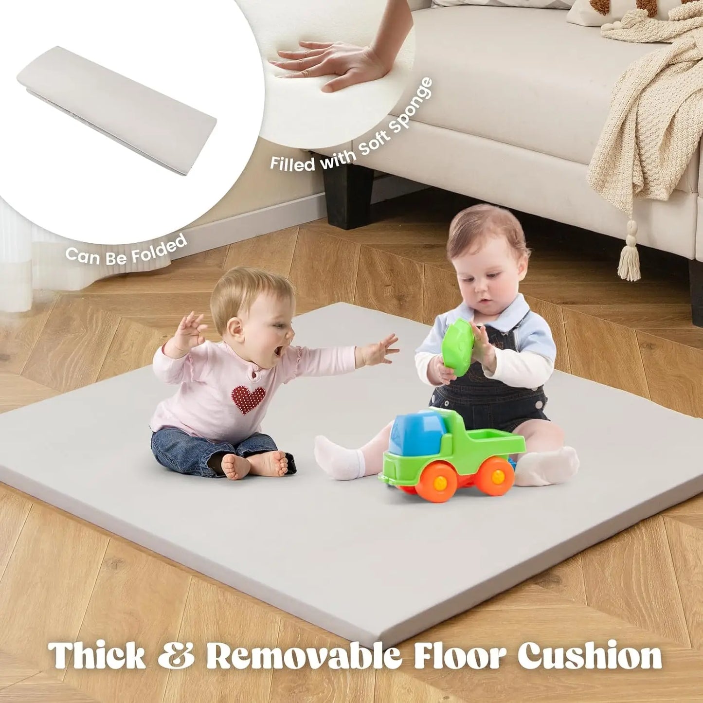 Large Kids Tent, 6-in-1 Wooden Frame Play House with Table and Chair Set, Blackboard, 6 Storage Bins & Soft Floor, Customized