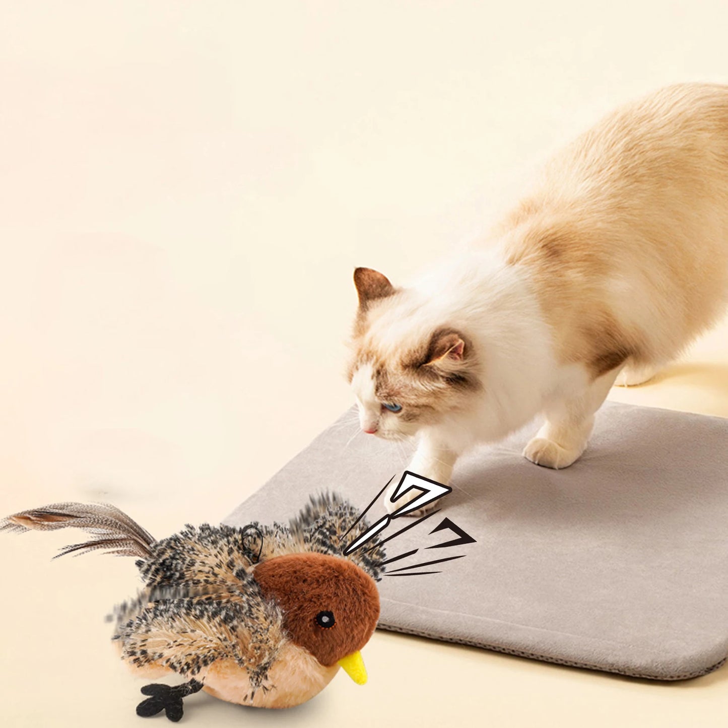 Remote Control Chirping Bird Cat Toy With Feathers