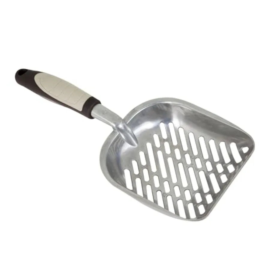 Metal Cat/Kitty Litter Scoop Deep Shovel Premium n-Stick Large Scooper with n-Slip Handle and Curved Design for Maximum Coverag