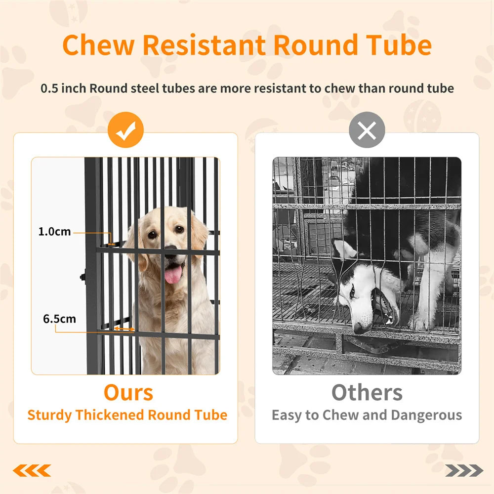 1Pcs Ultra Thicken Dog Crate Cage Pet Dog Puppy Kennel with Removable Divider and 4 Doors for 2 Small Dogs or 1 Medium Large Dog