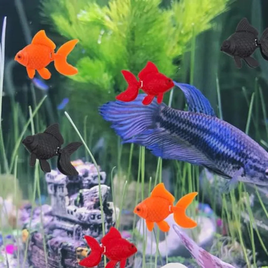 16 Pcs Fake Aquarium Fishes Fish Tank Decorations Fake Goldfish for Fish Bowl Plastic Fish Realistic Artificial Moving Floating