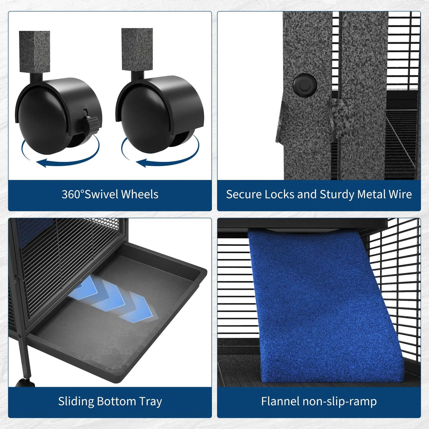 Metal Small Animal Cages, 58" h Large Ferret Nation Cage with Hammock, 7 Removable Platforms for Sugar Glider, Guinea Pigs