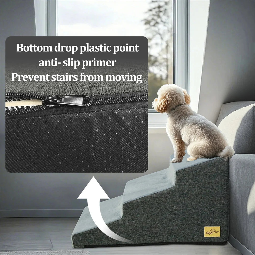 Pet 3/4 Step Stair Dog Cat Ramp Ladder High-Density Foam Sponge Dogs Sofa Removable and Washable Training Pet Ramp Stairs