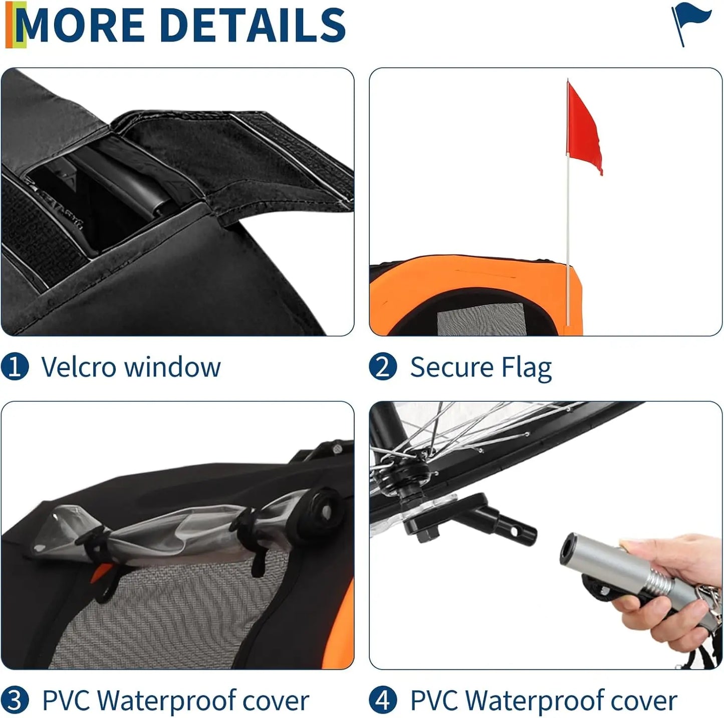 Dog Bike Trailer, 88LBS Pet Bicycle Trailer, Pet Cart Bicycle Carrier Easy Folding Cart Frame, Quick Release Wheel, Universal Bi