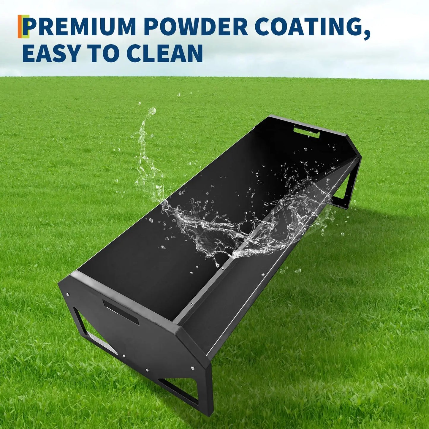 22 Gallon Heavy Duty Galvanized Steel Livestock Feeder Hay Trough Rustproof V-Shaped Bottom For Horse Goat Sheep Cattle Alpaca