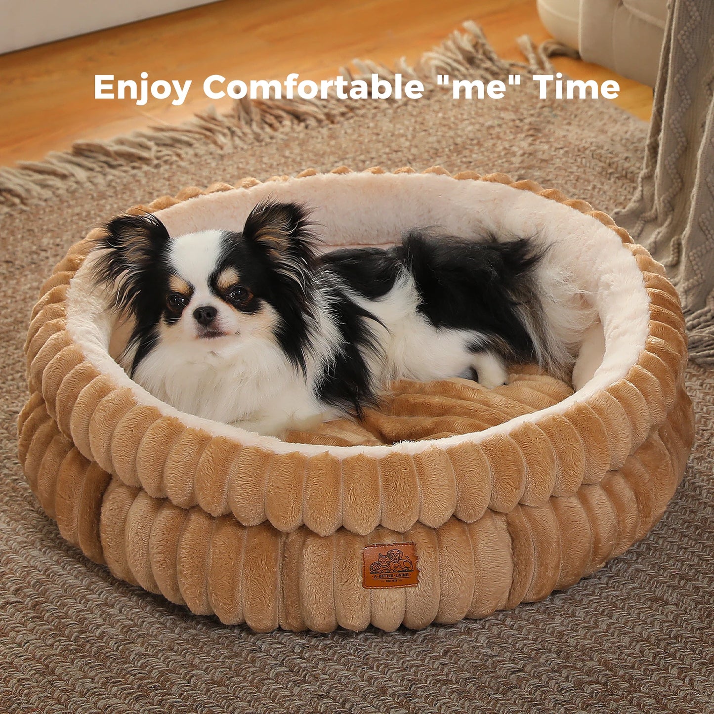 Dog Bed for Medium Dogs Cozy Cat Bed for Indoor Cats Washable Round Pet Bed House with Anti-Slip Bottom Suitable for All Seasons