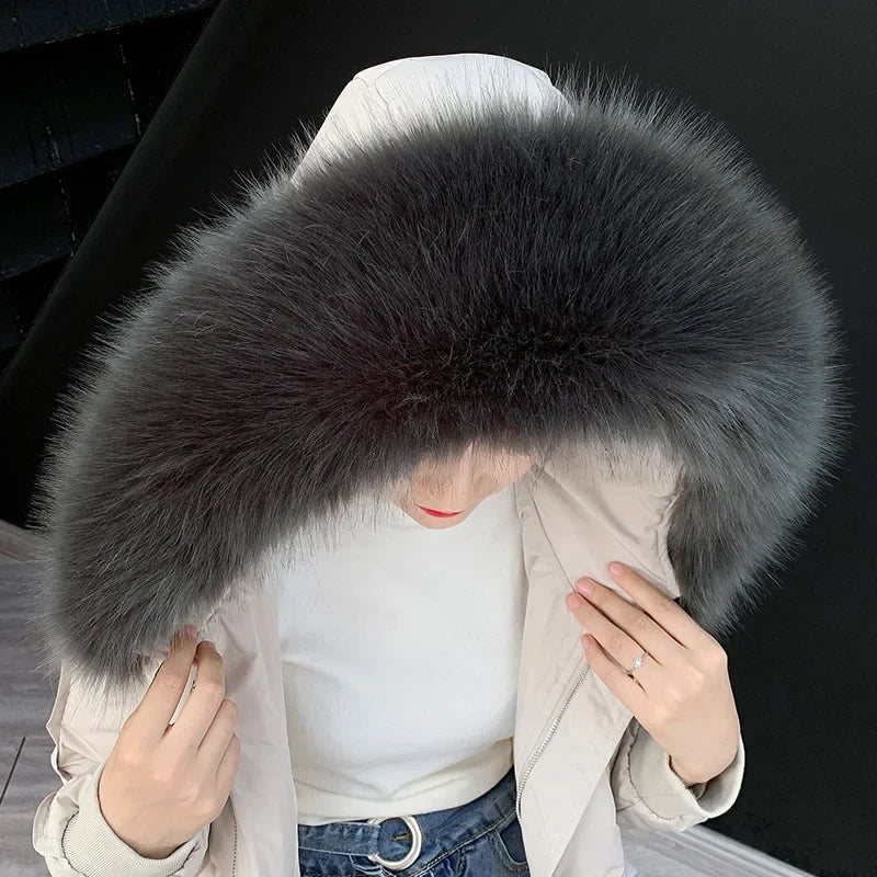 Women Blinger Faux Raccoon Fur Detachable Collar For Winter Coat And Hoody Decorative Fake Collar Fur Customerized False Collar