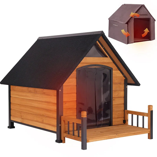 Insulated Dog House with Liner Inside| Iron Frame - Large 37.4"(L) x 50.9" (W) x 37.2"(H)