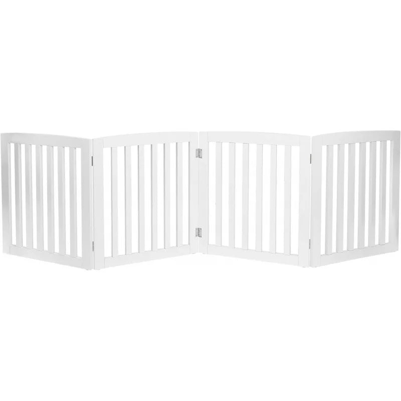 White Wooden 24 Inch Dog Gate 4 Panel Freestanding Fence