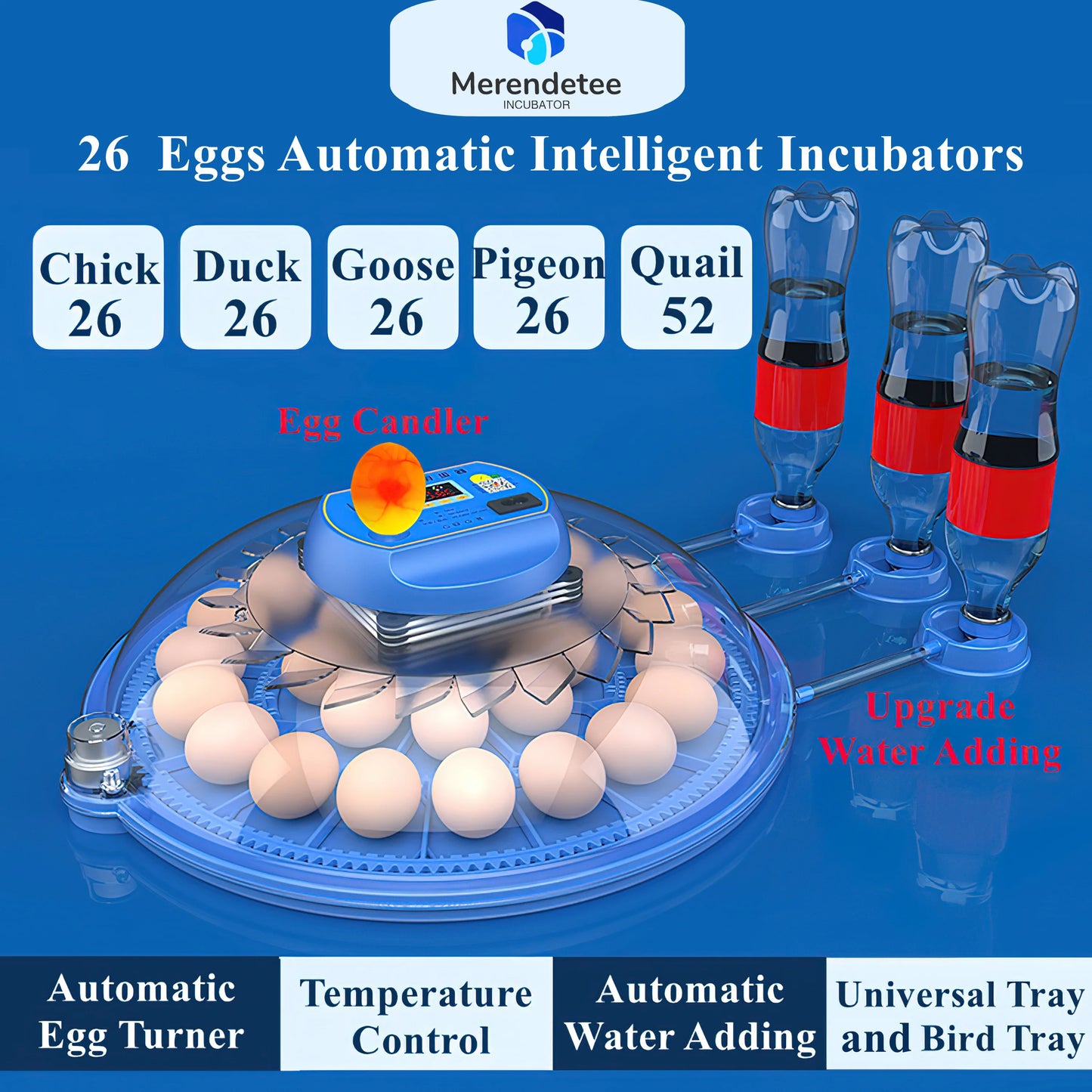 26-52 Eggs Automatic Incubator，Upgrade Automatic Water Adding，360 Degree View，incubators for hatching eggs，Without Install